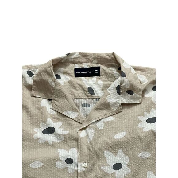 Abercrombie & Fitch Men's Floral Button-Up Shirt Beige Size XXL - Picture 2 of 3